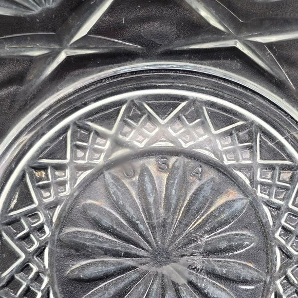 Vintage Cut Glass Serving Bowl With Intricate Diamond & Starburst Pattern JJ3815 - Picture 5 of 10